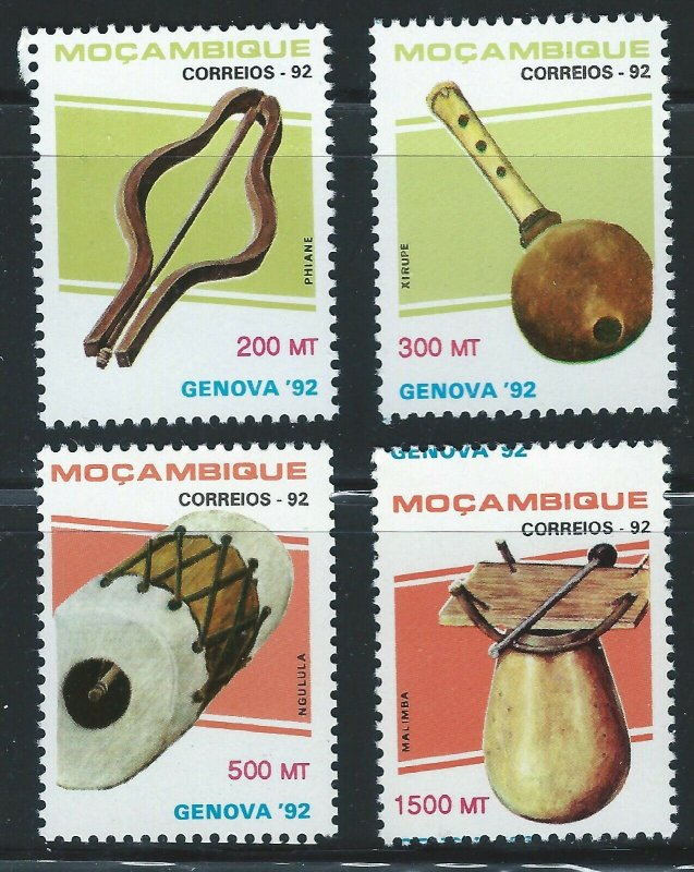 Mozambique Sc 1181-4 Musical Instr. Traditional Phiane, Xirupe, Ngulula, Malimba