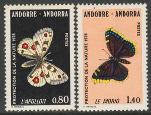 ANDORRA-FRENCH 251-252, BUTTERFLIES. MINT, NH. (260)