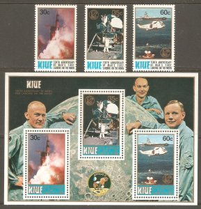 NIUE Sc# 255 - 257a MNH FVF Set-3+ Souv Sht Apollo 11 Space Rocket Moon