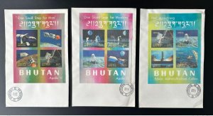 1969 Bhutan Mi. Bl. 32 - 34 FDC Premier Jour 3D Moon Landing Moon Apollo 11-