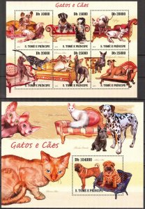 Sao Tome and Principe 2010 Cats and Dogs Sheet + S/S MNH