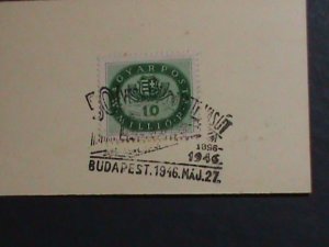 ​HUNGARY-1946- 76 YEARS OLD- STAMP PROOF CARD WITH STAMP-VF-HARD TO FIND