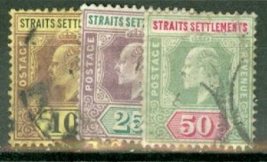 IO: Straits Settlements 93-101 used CV $55.40; scan shows only a few