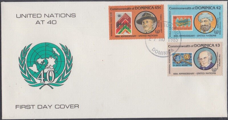 DOMINICA Sc# 931-3 FDC OF 3 FAMOUS PEOPLE INCL MAIMONIDES