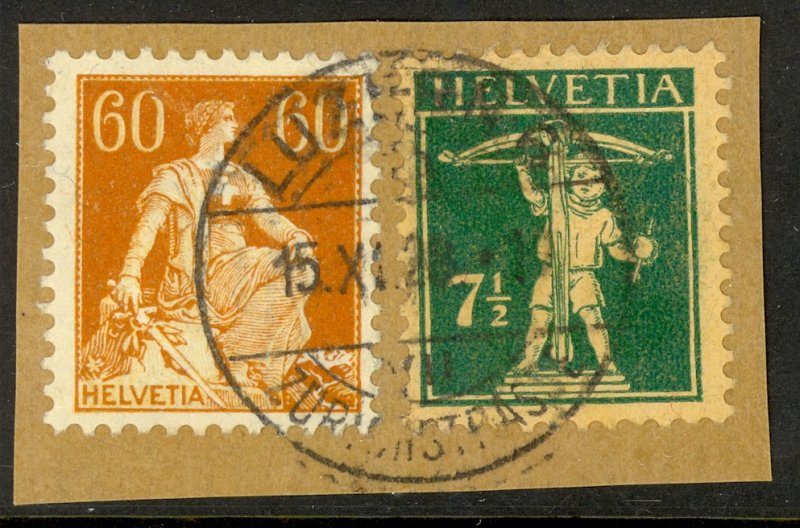 SWITZERLAND 1907-25 60c Seated Helvetia & 1928 7 1/2c WT Son Sc 140,163 Piece