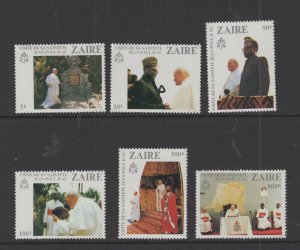 Zaire  #1013-18  (1981 Pope's Visit set) VFMNH CV $15.10