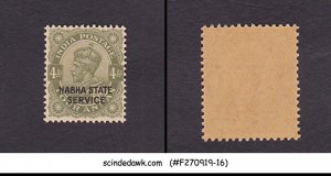 NABHA STATE - 1942 4a KGV SERVICE SG#O49 - 1V OVPT MNH