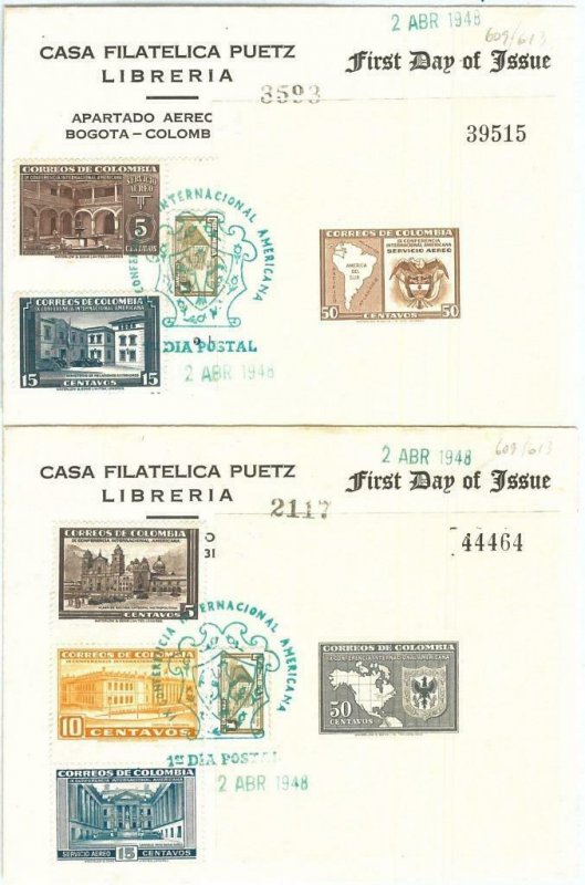 72937 -  COLOMBIA - Postal History - FDC Cover  ARCHITECTURE Maps - 1948