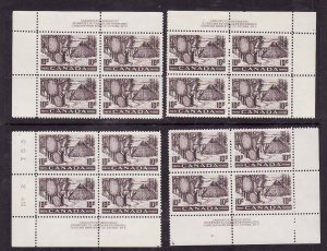 Canada-Sc#301- id7-unused NH 10c Fur-all 4 plate block #2-1950-cv $30.00-