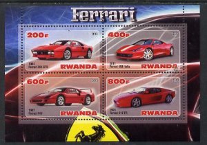 RWANDA - 2013 - Ferrari Cars #1 - Perf 4v Sheet - MNH - Private Issue