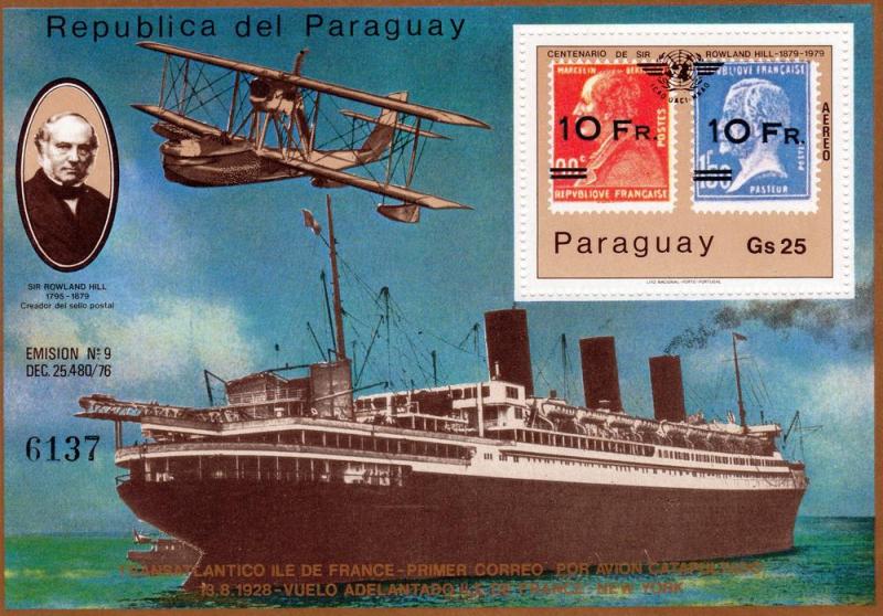 Paraguay 1979 Sc#1892A Sir Rowland Hill/Ships/Aircraft S/S MNH
