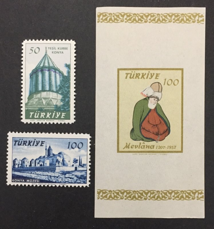 Turkey 1957 #1261-3, Persian Poet Mevlana, MNH.