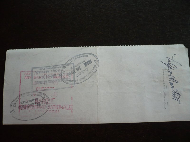 Canada - Revenue Stamps on cheque