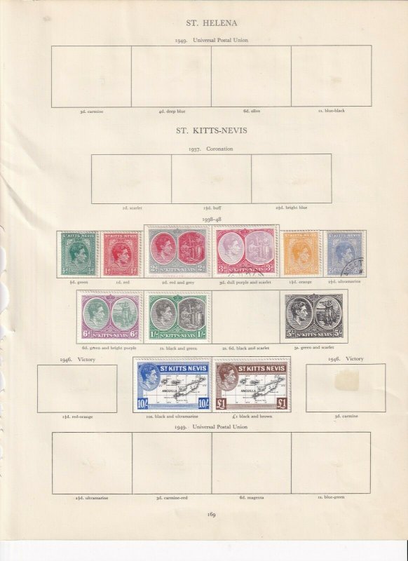 ST KITTS-NEVIS 2 CROWN ALBUM PAGES  VALUES TO £1 MOUNTED MINT 