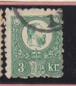 HUNGARY, 1871 Engraved, 3k. Green, used.