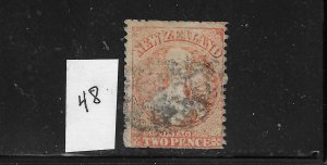 NEW ZEALAND SCOTT #48 1873 2P (BROWN) PERF 12 1/2- UNWMK- USED