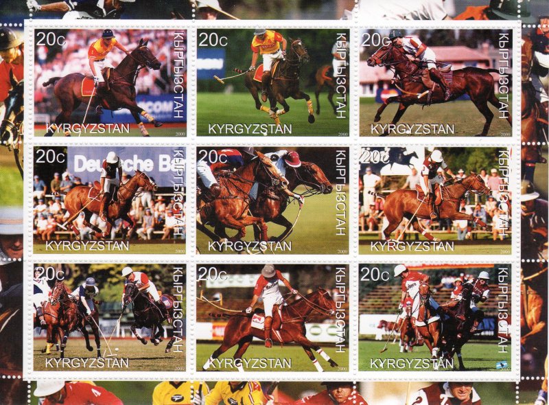 Kyrgyzstan 2000 POLO WORLD CUP Sheetlet (9) Perforated MNH