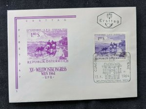 1964 Vienna Austria World Post Congress First Day Cover FDC