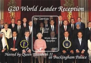 Gambia- Pres. Barack Obama meets Queen Elizabeth II, souvenir Sheet scott #3209