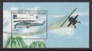 Nicaragua 1718 Helicopter Souvenir Sheet MNH VF