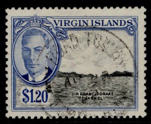 BRITISH VIRGIN ISLANDS GVI SG145, $1.50 black & bright blue, FINE USED. Cat £12.