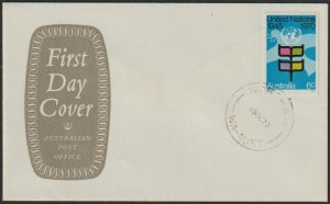 1970 UNITED NATIONS ON PO SHIELD FIRST DAY COVER - UNADDRESSED (RU5817)