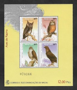 SE)1993 MACAO FAUNA SERIES, BIRDS OF PREY, SOUVENIR SHEET WITH