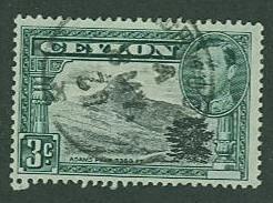 Ceylon SC# 279a King George VI Adams Peak, 3c, Canceled