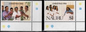 NAURU Scott 329-330  MNH** Chirstmas 1986 set