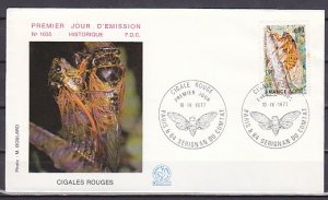 France, Scott cat. 1555. Insect, Cicada issue. First day cover.