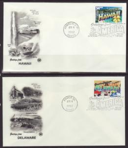 US 3561-3600 Greetings From America 2002 PCS S/50 U/A FDC