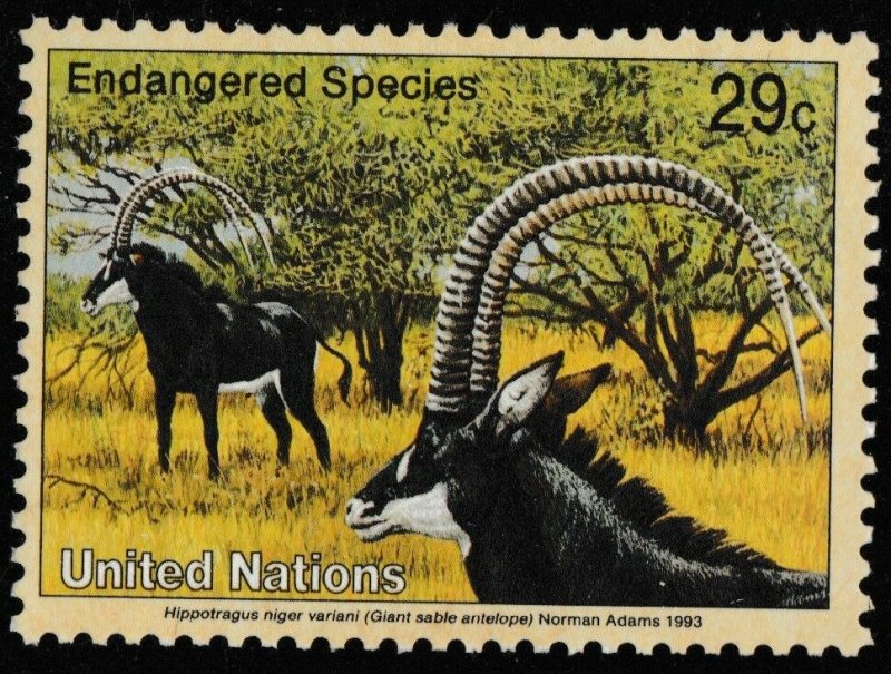 United Nations Endangered Species Giant Sable Antelope 29c single MNH 1993