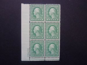 #543 1c Washington Plate Block of 6 Perf 10 MNH OG VF CV $38 Includes New Mount