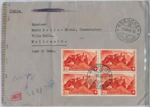 56352 -   SWITZERLAND -  POSTAL HISTORY: S CARSE block of 4 on COVER  1944