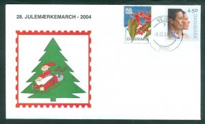 Denmark Cover. 2004. Santa,Sled. Vejle.“Christmas Seal Walk# 28. Sc#1275. #01