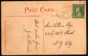 1909 US 1c, Used on Postcard, Franklin, Sc 357, Bluish gray paper, Cv 220$