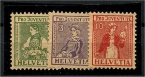 SWITZERLAND, PRO JUVENTUTE 1917 UNUSED SET