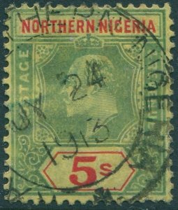 Northern Nigeria 1910 SG38 5/- green and red/yellow KGVII FU