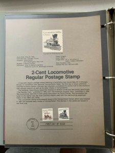 USPS Souvenir Page Scott , 1982 2c locomotive stamps