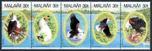 Malawi 418 strip, MNH. Michel 396-400. Life cycle of Fish eagle, 1983.