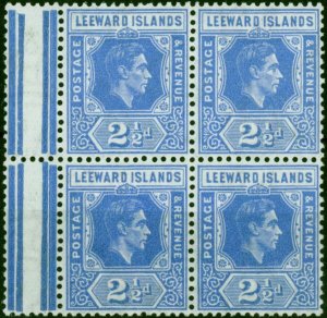 Leeward Islands 1942 2 1/2d Light Bright Blue SG105a V.F MNH Interpane Block ...