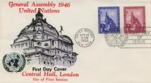 1958 United Nations Central Hall (61-2) Overseas Mailer 