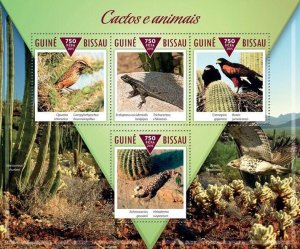 GUINEA-BISSAU 2015 MNH. CACTUSES AND ANIMALS   |  Michel Code: 7789-7792