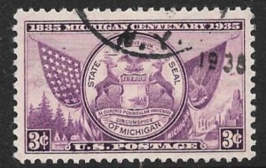 USA 1935 Michigan Centenary Issue Sc 775 VFU