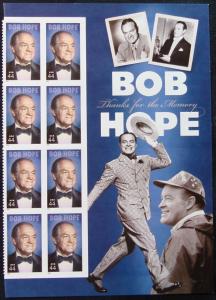 US #4406 MNH Plate Block of 8, Bob Hope, SCV $7.00 