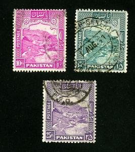 Pakistan Stamps # 41-3 VF Used Top Value Set of 3 Scott Value $86.00