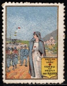 1914 WW One France Delandre Poster Stamp Hanoi Red Cross