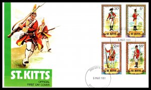 St Kitts 67-74 Uniforms Set of Two U/A FDC