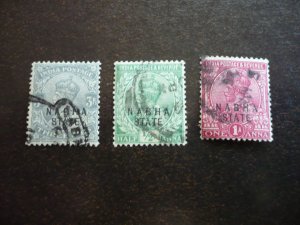 Stamps-Indian Convention State Nabha-Scott#40-42- Used Part Set of 3 Stamps