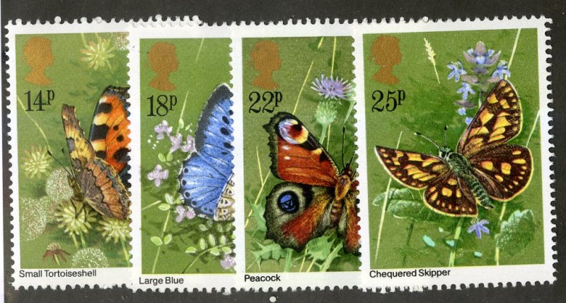 GREAT BRITAIN 941-4 MNH SCV $1.70 BIN $.85 BUTTERFLIES